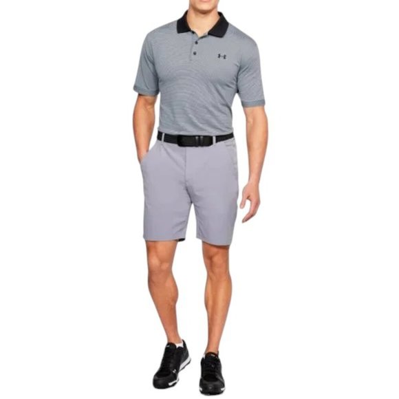 Under Armour Heatgear Golf Polo Shirt Men's Size XXL 2XL Gray White Stripe NWT - Picture 8 of 8